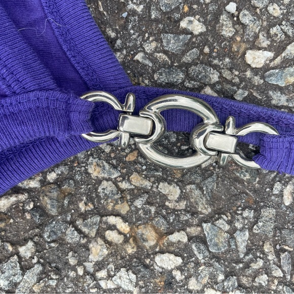 Biker Metal Y2K Vintage Purple Tank top size Large Self Bra Crop Top - Picture 2 of 5